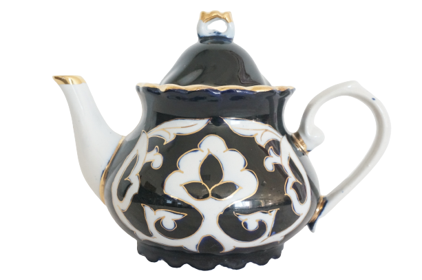 ウズベキスタン綿花陶器ティーポット・コーヒーカップセット