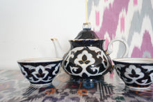 画像をギャラリービューアに読み込む, ウズベキスタン綿花柄 ティーポット・ティーカップ セット
