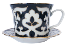 画像をギャラリービューアに読み込む, ウズベキスタン綿花柄陶器 プレート ・コーヒーカップ 2枚セット