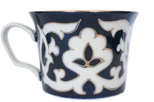 画像をギャラリービューアに読み込む, ウズベキスタン綿花柄陶器 プレート ・コーヒーカップ 2枚セット