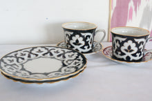 画像をギャラリービューアに読み込む, ウズベキスタン綿花柄陶器 プレート ・コーヒーカップ 2枚セット